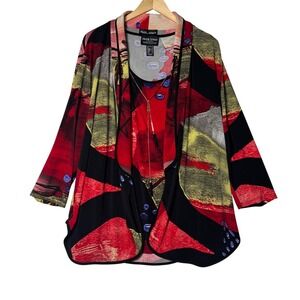 Frank Lyman Abstract Art Print 2 Piece Jacket Tank Set Womens Size 22